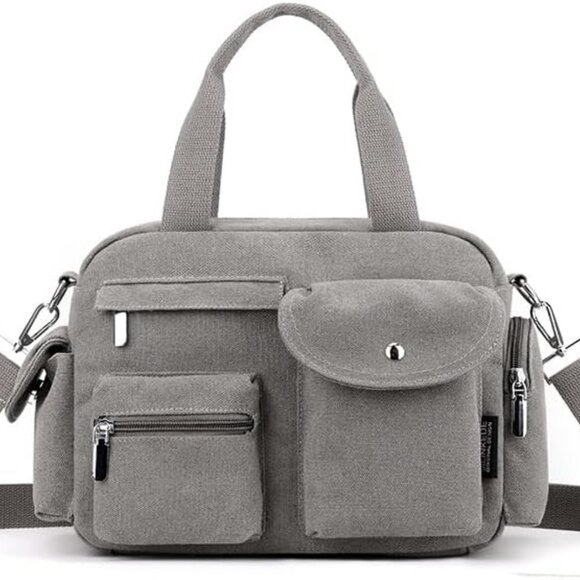 Versatile Canvas Handbag: Large Crossbody Tote with Multiple Pockets for Women - Picture 1 of 6